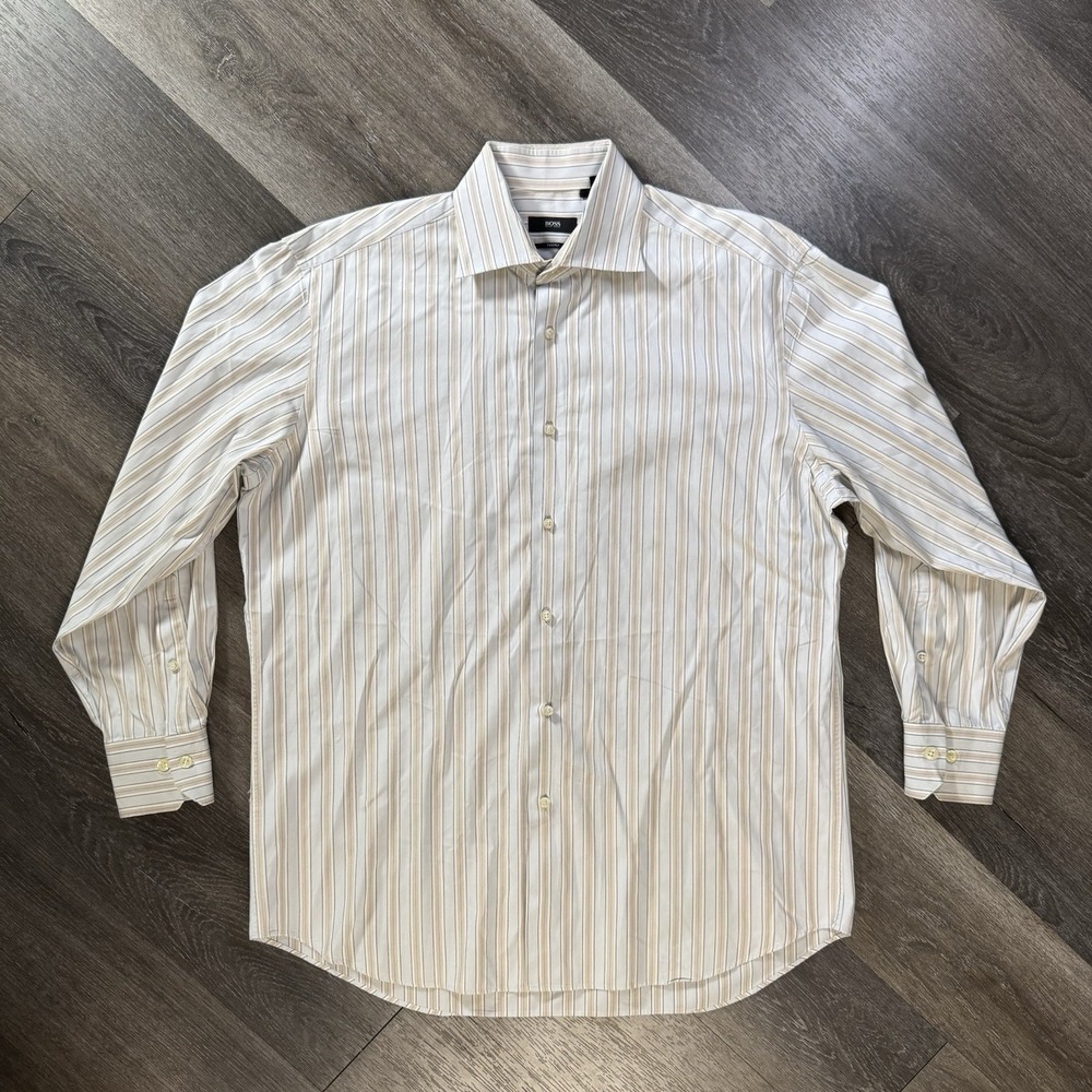 Hugo Boss Stripe LONG SLEEVE SHIRT Size L 16 x 32/33 Large